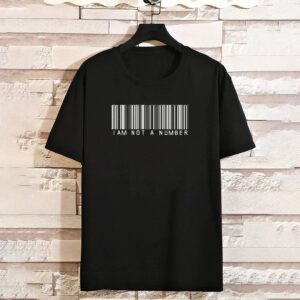 تيشرت رجالي نص كم حوض قطن  - اسود