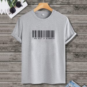 تيشرت رجالي نص كم حوض قطن  - رصاصي