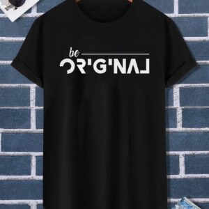 تيشرت رجالي نص كم حوض قطن  - اسود