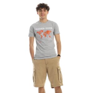 تيشرت رجالي نص كم حوض قطن  - رصاصي