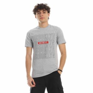 تيشرت رجالي نص كم حوض قطن  - رصاصي