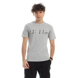 تيشرت رجالي نص كم حوض قطن  - رصاصي