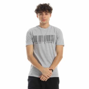 تيشرت رجالي نص كم حوض قطن  - رصاصي