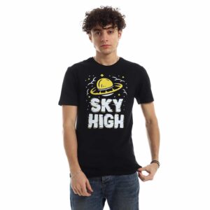 تيشرت رجالي نص كم حوض قطن  - اسود