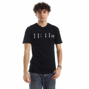 تيشرت رجالي نص كم حوض قطن  - اسود