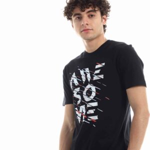 تيشرت رجالي نص كم حوض قطن  - اسود