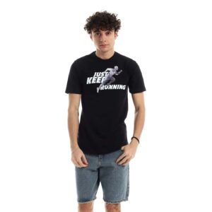 تيشرت رجالي نص كم حوض قطن  - اسود