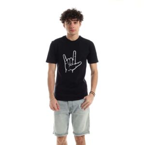 تيشرت رجالي نص كم حوض قطن  - اسود