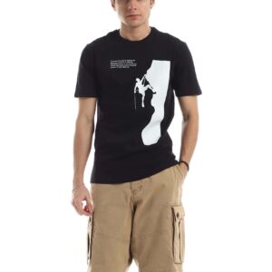 تيشرت رجالي نص كم حوض قطن  - اسود