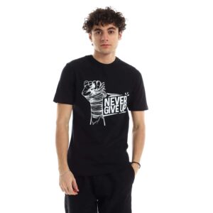 تيشرت رجالي نص كم حوض قطن  - اسود