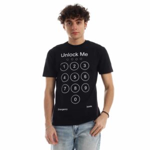 تيشرت رجالي نص كم حوض قطن  - اسود