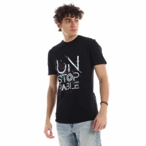 تيشرت رجالي نص كم حوض قطن  - اسود