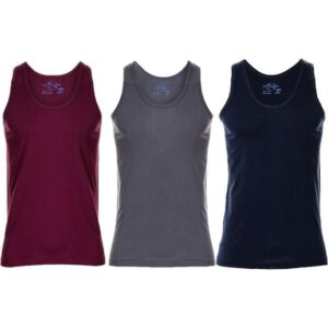 مجموعة من ثلاثة فانلات داخلية قطن قابلة للتهوية - الوان