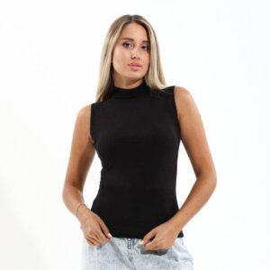 كت حريمي قطن رقبه عاليه -اسود