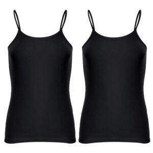 2 توب حماله رفيعه قطن استريتش -اسود