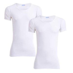 مجموعه من (2) - نصف كم ممشط 100% قطن صافي - ابيض