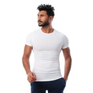 نص كم حوض ابيض قطن استريتش رجالي