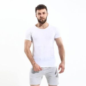 نصف كم ممشط 100% قطن صافي - ابيض