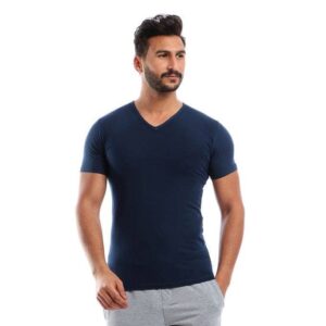 نص كم رقبه علي شكل سبعه كحلي قطن استريتش رجالي