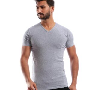 نص كم رقبه علي شكل سبعه رصاصي قطن استريتش رجالي