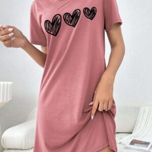 نايت شيرت قطن نص كم استريتش بطبعه -كشمير