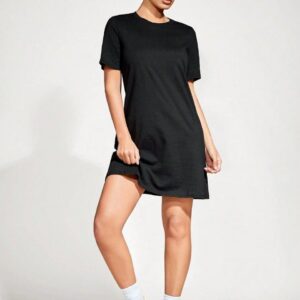 نايت شيرت قطن نص كم استريتش-اسود