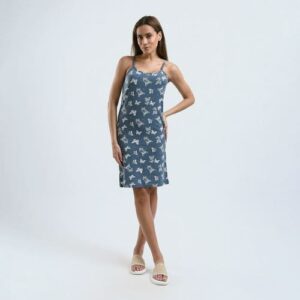 نايت شيرت قطن حماله رفيعه استريتش بطبعه -ازرق