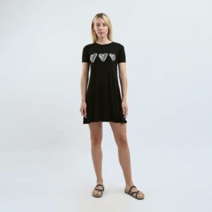 نايت شيرت قطن نص كم استريتش بطبعه -اسود