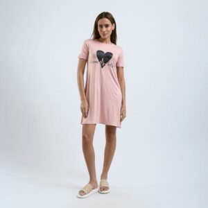 نايت شيرت قطن نص كم استريتش بطبعه -كشمير