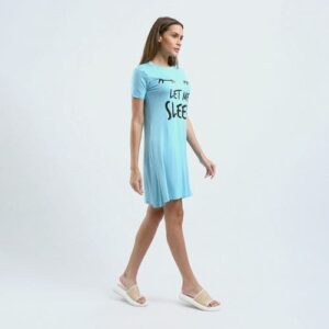 نايت شيرت قطن نص كم استريتش بطبعه -بيبي بلو