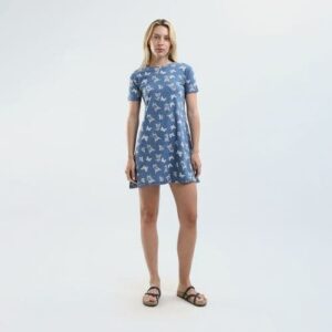 نايت شيرت قطن نص كم استريتش بطبعه -ازرق